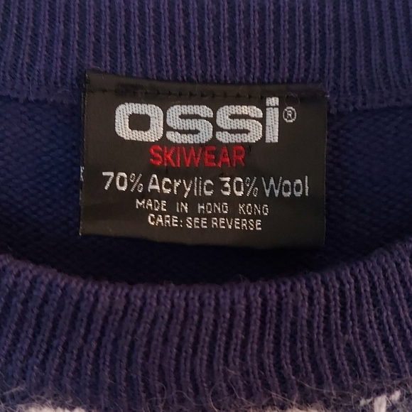 Vintage Ossi Ski Wear Fairisle Knit Sweater Acrylic and Wool Blend Size Small - Picture 4 of 5